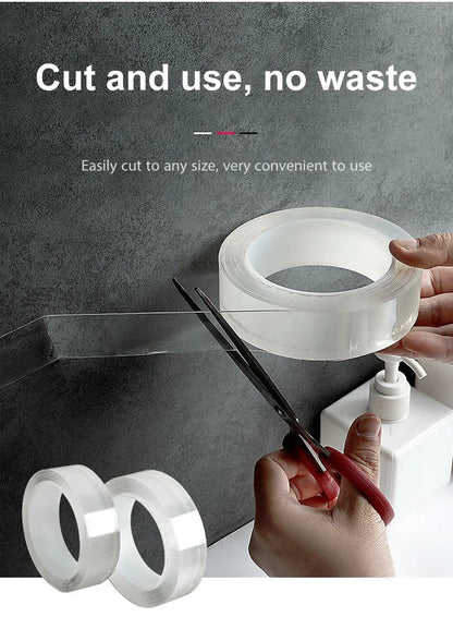 🔥🔥Cinta mágica nano transparente que no deja residuos, mango doble cara reutilizable.