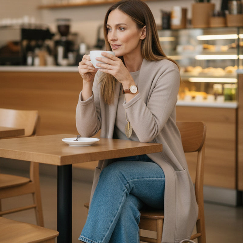 ⏳Oferta especial por tiempo limitado⏰Elegante conjunto de 3 piezas que incluye un cárdigan largo, un top y unos pantalones💞