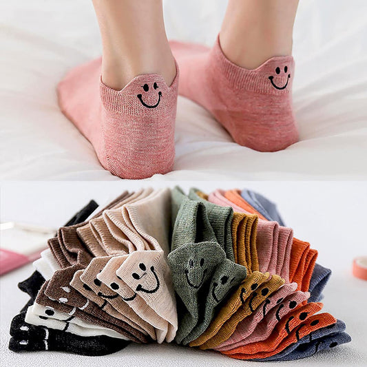 10 Pares de Calcetines Bordados con Carita Sonriente de Dibujos Animados para las Cuatro Estaciones