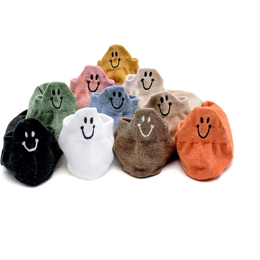 10 Pares de Calcetines Bordados con Carita Sonriente de Dibujos Animados para las Cuatro Estaciones