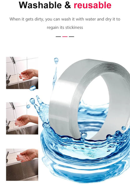 🔥🔥Cinta mágica nano transparente que no deja residuos, mango doble cara reutilizable.