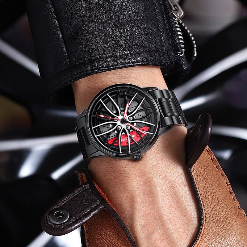 Elegante reloj con forma de neumático de carreras