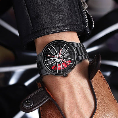 Elegante reloj con forma de neumático de carreras