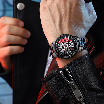 Elegante reloj con forma de neumático de carreras