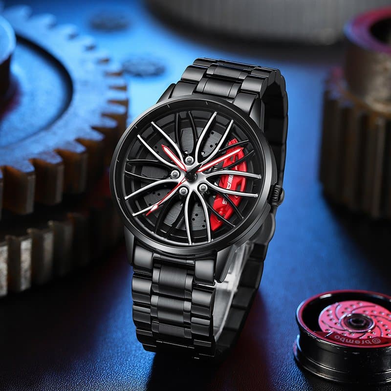Elegante reloj con forma de neumático de carreras